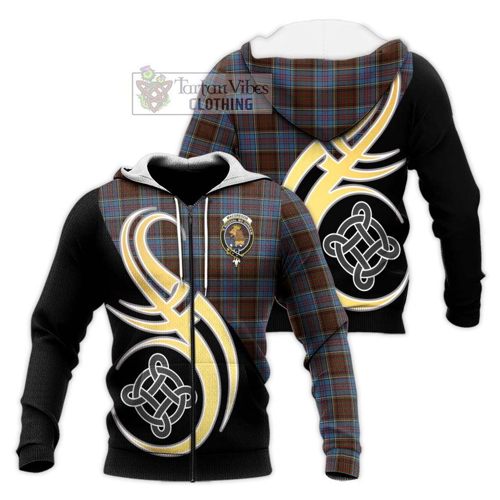 MacGregor Hastie Tartan Knitted Hoodie with Family Crest and Celtic Symbol Style Unisex Knitted Zip Hoodie - Tartan Vibes Clothing