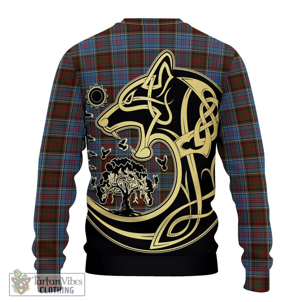 MacGregor Hastie Tartan Knitted Sweater with Family Crest Celtic Wolf Style - Tartan Vibes Clothing