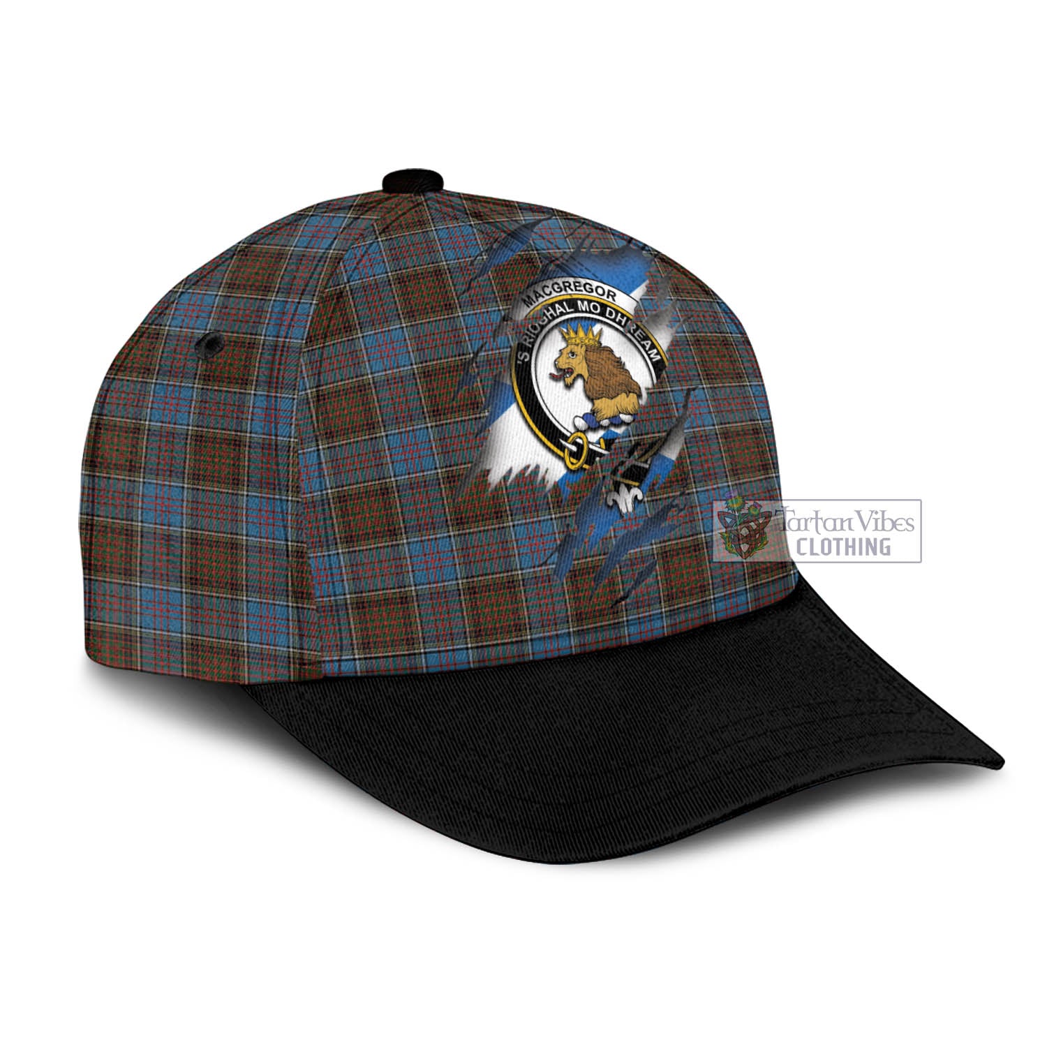 Tartan Vibes Clothing MacGregor Hastie Tartan Classic Cap with Family Crest In Me Style