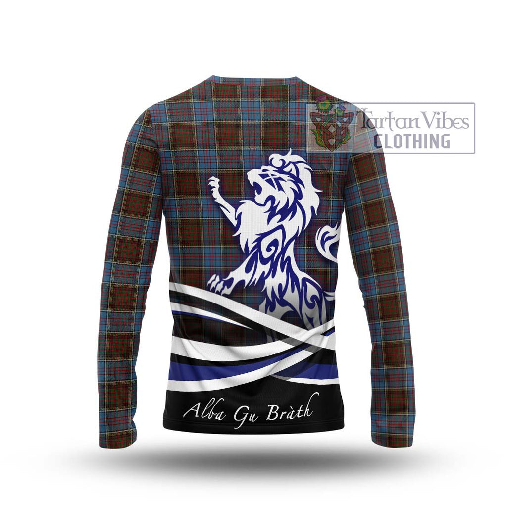 MacGregor Hastie Tartan Long Sleeve T-Shirt with Alba Gu Brath Regal Lion Emblem - Tartanvibesclothing Shop