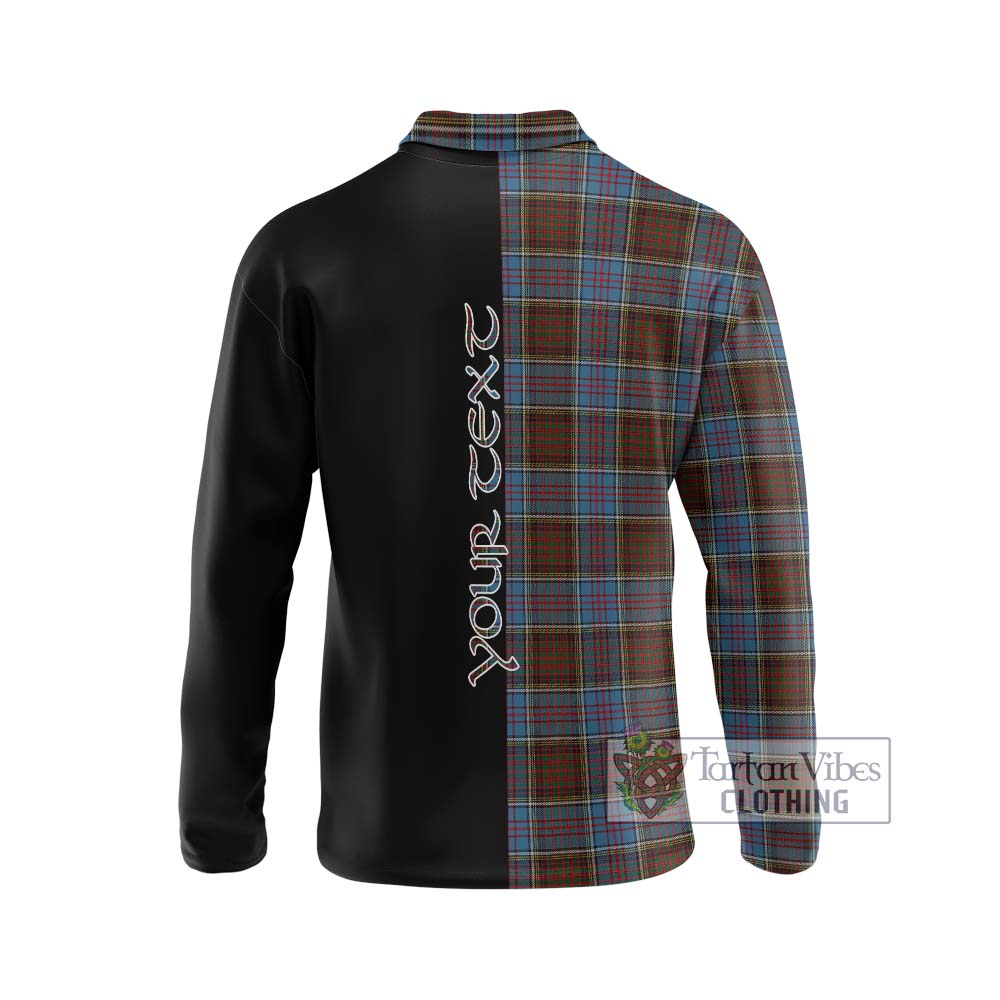 MacGregor Hastie Tartan Long Sleeve Polo Shirt with Family Crest and Half Of Me Style - Tartanvibesclothing Shop