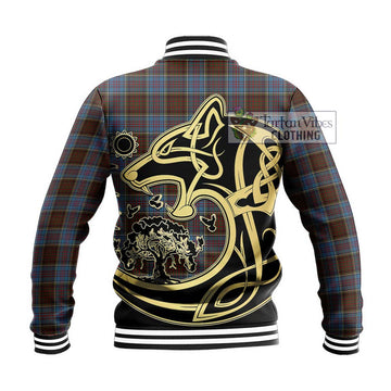 MacGregor Hastie Tartan Baseball Jacket with Family Crest Celtic Wolf Style