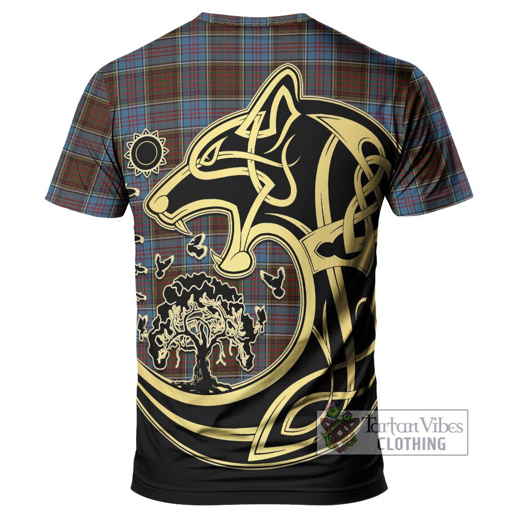 MacGregor Hastie Tartan T-Shirt with Family Crest Celtic Wolf Style - Tartan Vibes Clothing