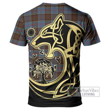 MacGregor Hastie Tartan T-Shirt with Family Crest Celtic Wolf Style