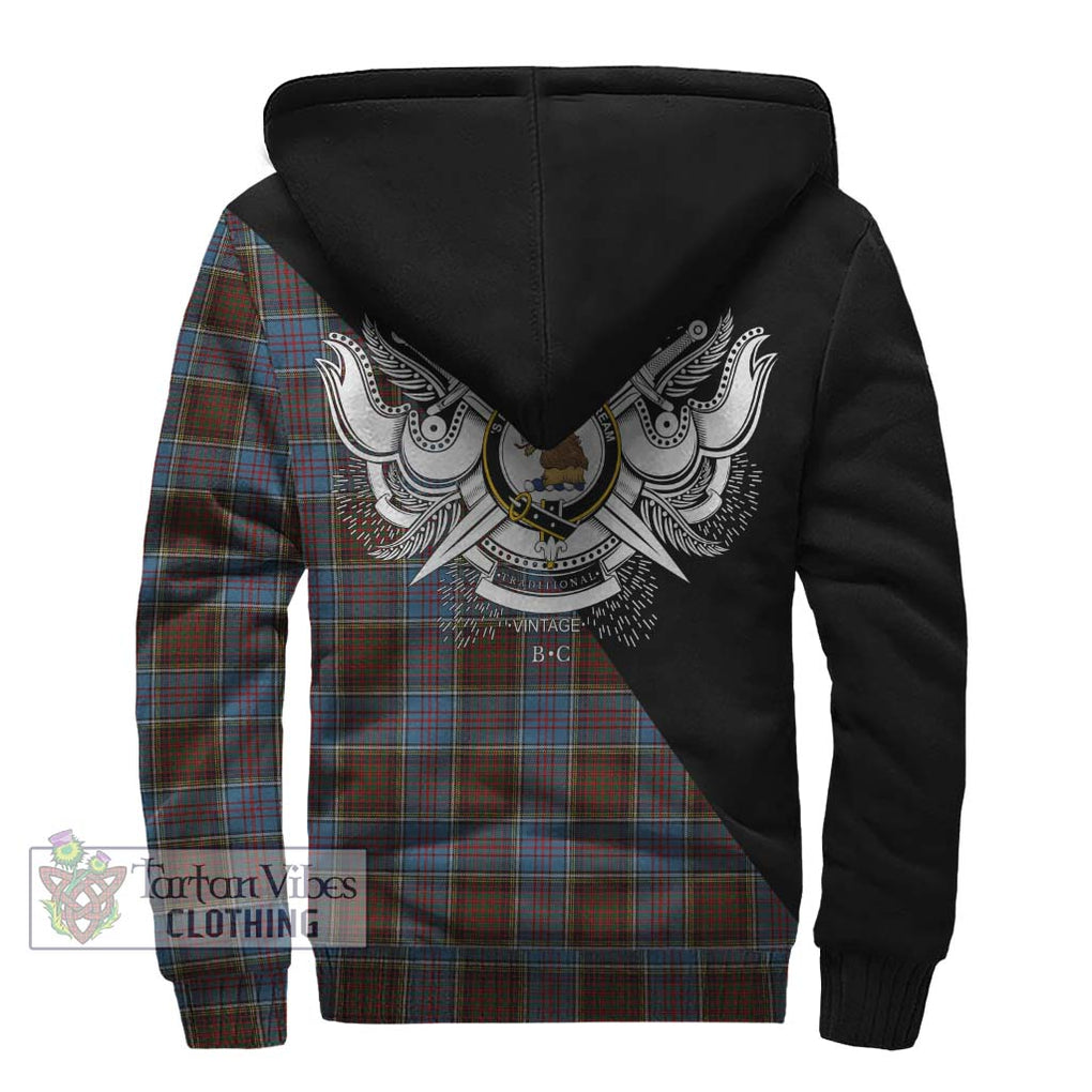 MacGregor Hastie Tartan Sherpa Hoodie with Family Crest and Military Logo Style - Tartanvibesclothing Shop