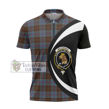 MacGregor Hastie Tartan Zipper Polo Shirt with Family Crest Circle Style