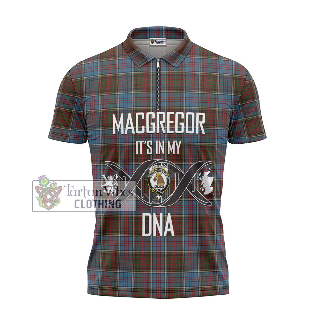 MacGregor Hastie Tartan Zipper Polo Shirt with Family Crest DNA In Me Style - Tartanvibesclothing Shop