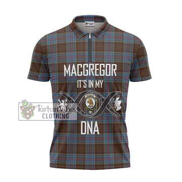 MacGregor Hastie Tartan Zipper Polo Shirt with Family Crest DNA In Me Style