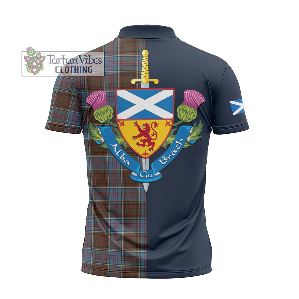 Tartan Vibes Clothing MacGregor Hastie Tartan Zipper Polo Shirt with Scottish Lion Royal Arm Half Style