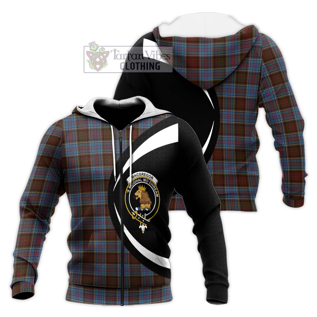 MacGregor Hastie Tartan Knitted Hoodie with Family Crest Circle Style Unisex Knitted Zip Hoodie - Tartan Vibes Clothing