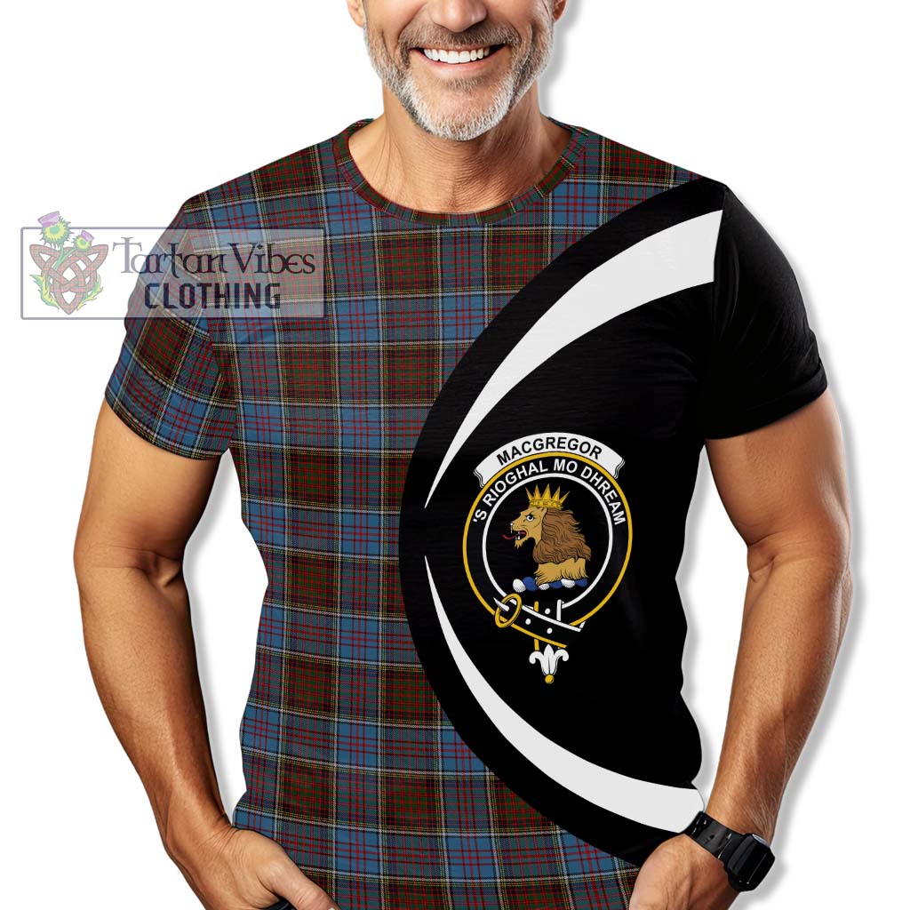 Tartan Vibes Clothing MacGregor Hastie Tartan T-Shirt with Family Crest Circle Style