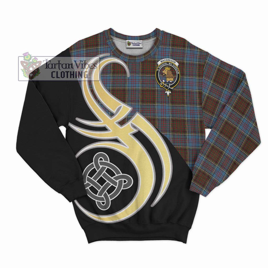 MacGregor Hastie Tartan Sweatshirt with Family Crest and Celtic Symbol Style - Tartan Vibes Clothing