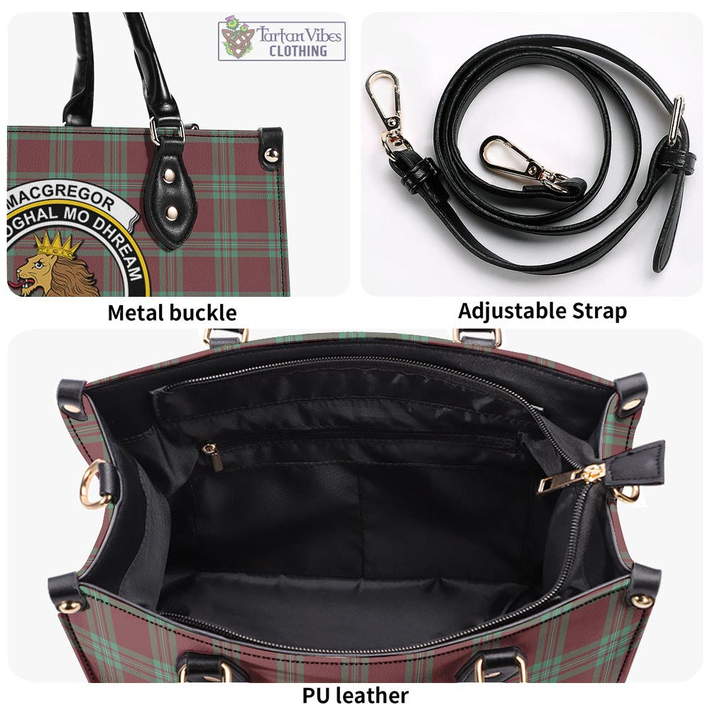 Tartan Vibes Clothing MacGregor Hunting Ancient Tartan Luxury Leather Handbags with Family Crest