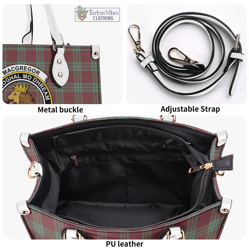 Tartan Vibes Clothing MacGregor Hunting Ancient Tartan Luxury Leather Handbags with Family Crest