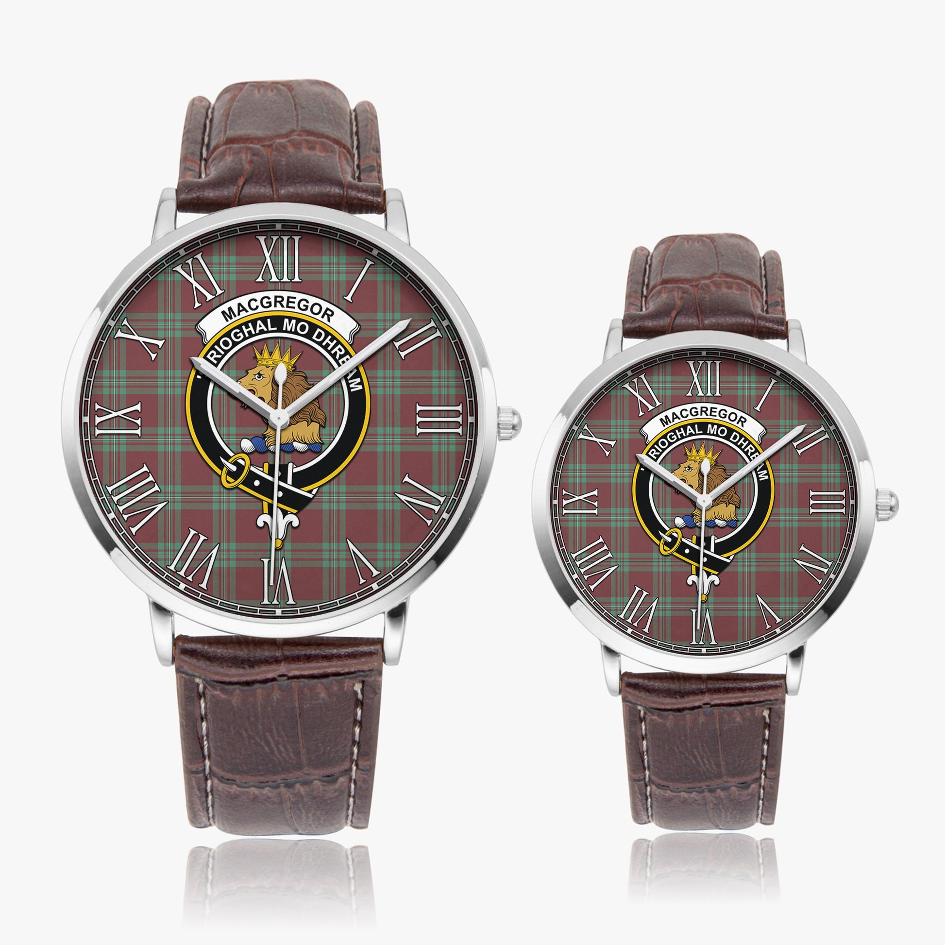 MacGregor Hunting Ancient Tartan Family Crest Leather Strap Quartz Watch - Tartanvibesclothing