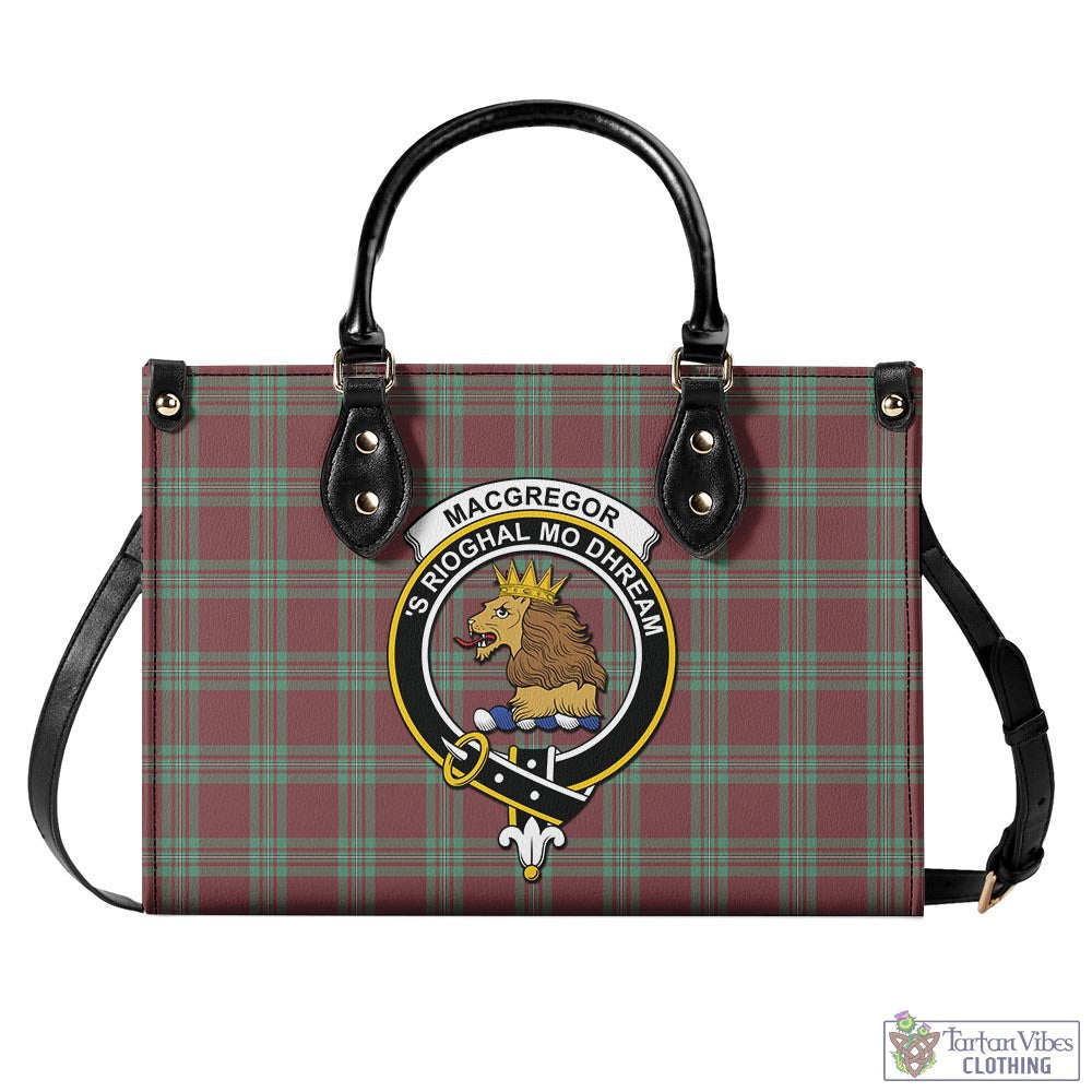 Tartan Vibes Clothing MacGregor Hunting Ancient Tartan Luxury Leather Handbags with Family Crest