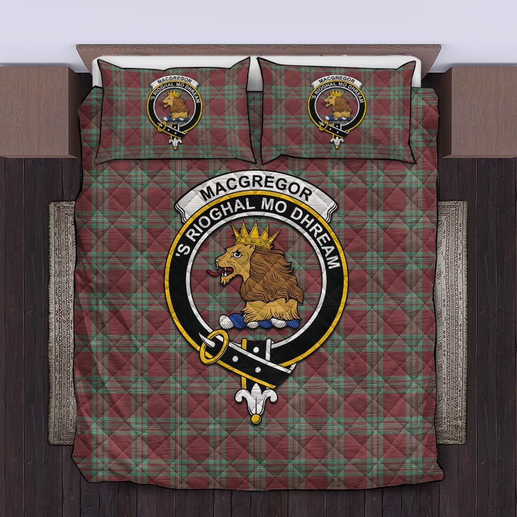 MacGregor Hunting Ancient Tartan Quilt Bed Set with Family Crest Twin - Tartan Vibes Clothing