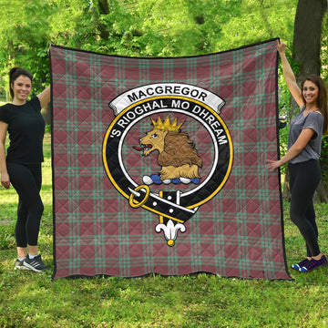 MacGregor Hunting Ancient Tartan Quilt with Family Crest