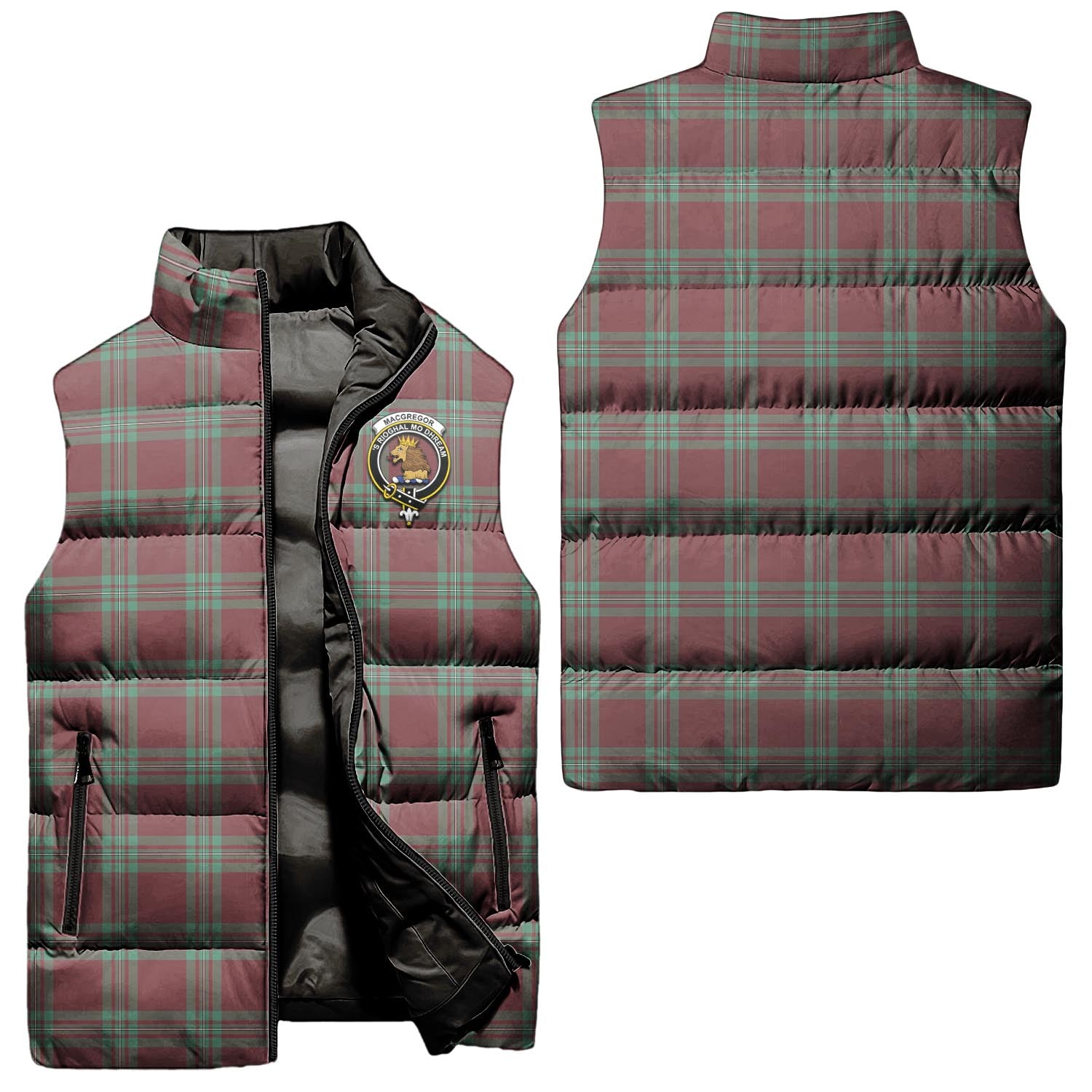 MacGregor Hunting Ancient Tartan Sleeveless Puffer Jacket with Family Crest Unisex - Tartanvibesclothing