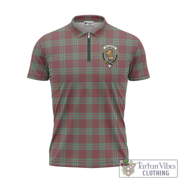 MacGregor Hunting Ancient Tartan Zipper Polo Shirt with Family Crest