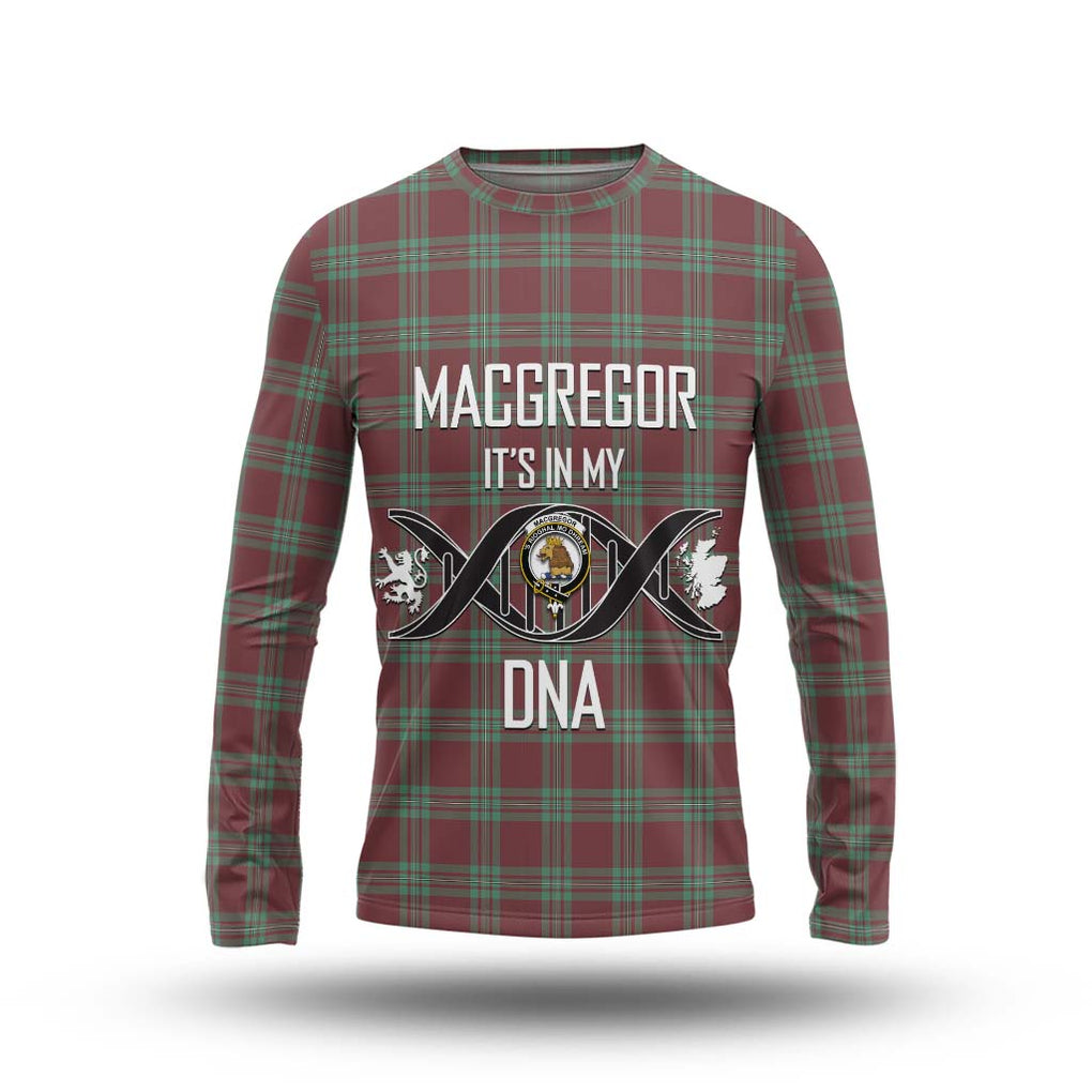 MacGregor Hunting Ancient Tartan Long Sleeve T-Shirt with Family Crest DNA In Me Style Unisex - Tartanvibesclothing Shop