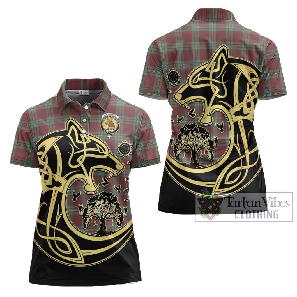 MacGregor Hunting Ancient Tartan Women's Polo Shirt with Family Crest Celtic Wolf Style Women - Tartanvibesclothing Shop