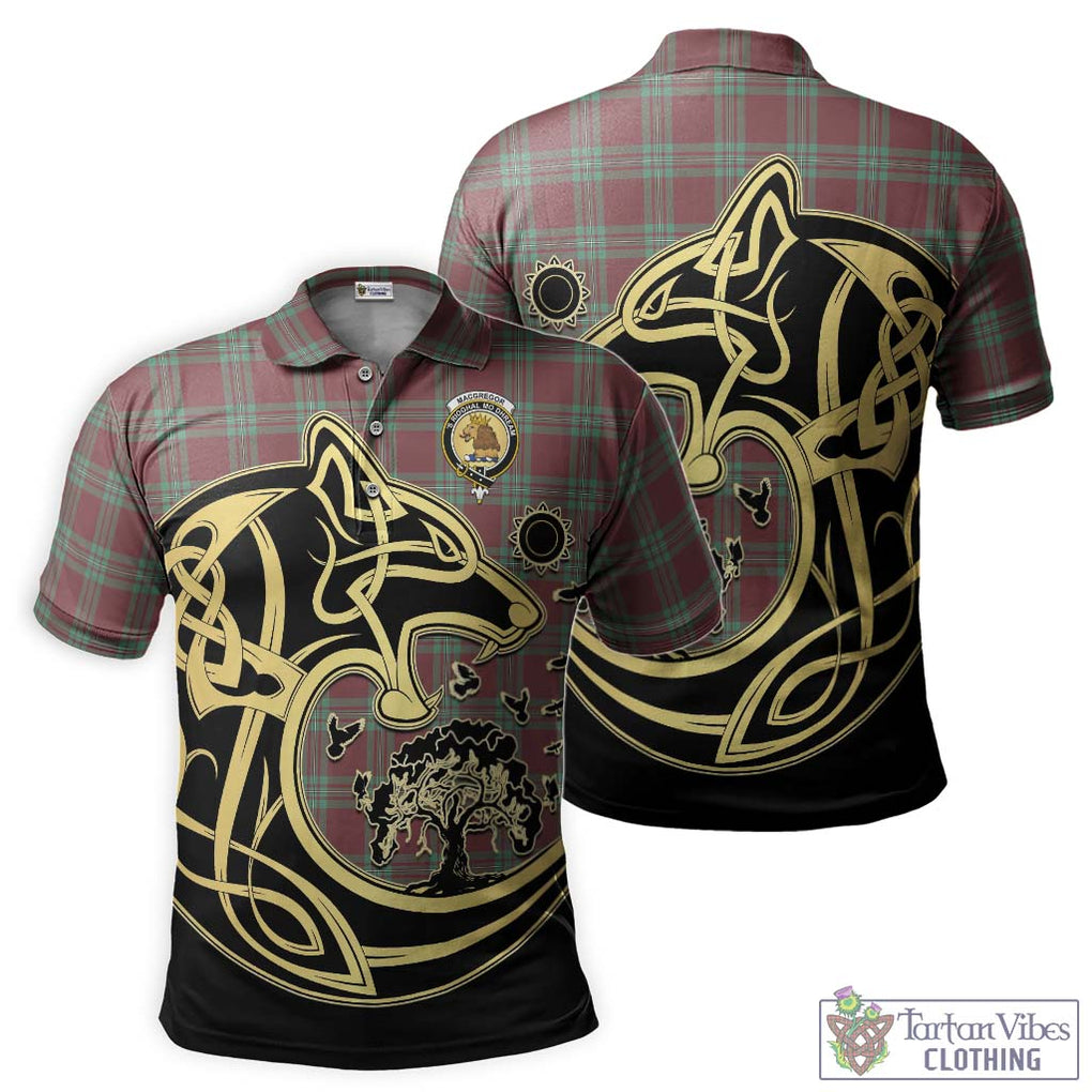 MacGregor Hunting Ancient Tartan Polo Shirt with Family Crest Celtic Wolf Style Kid - Tartanvibesclothing Shop