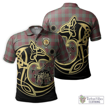 MacGregor Hunting Ancient Tartan Polo Shirt with Family Crest Celtic Wolf Style