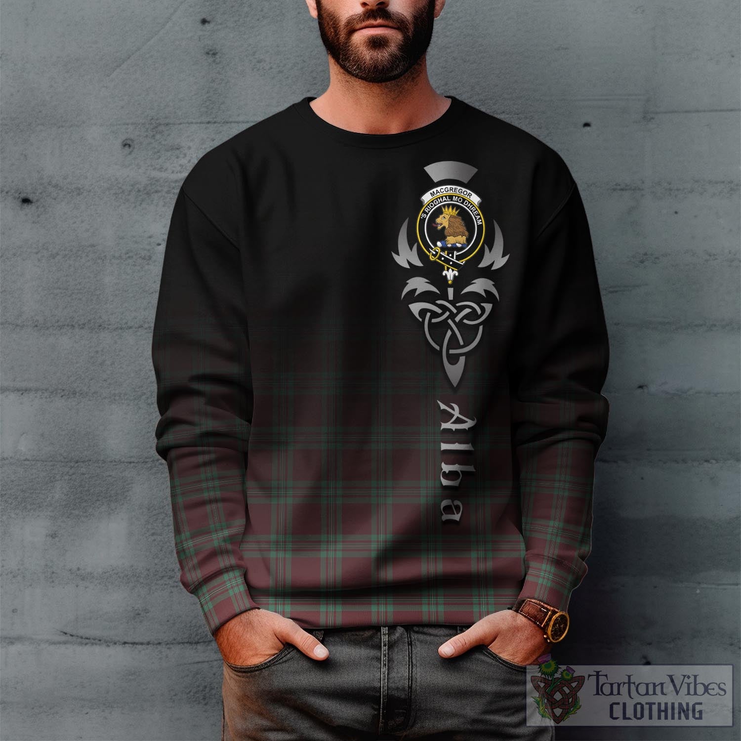 Tartan Vibes Clothing MacGregor Hunting Ancient Tartan Sweatshirt Featuring Alba Gu Brath Family Crest Celtic Inspired