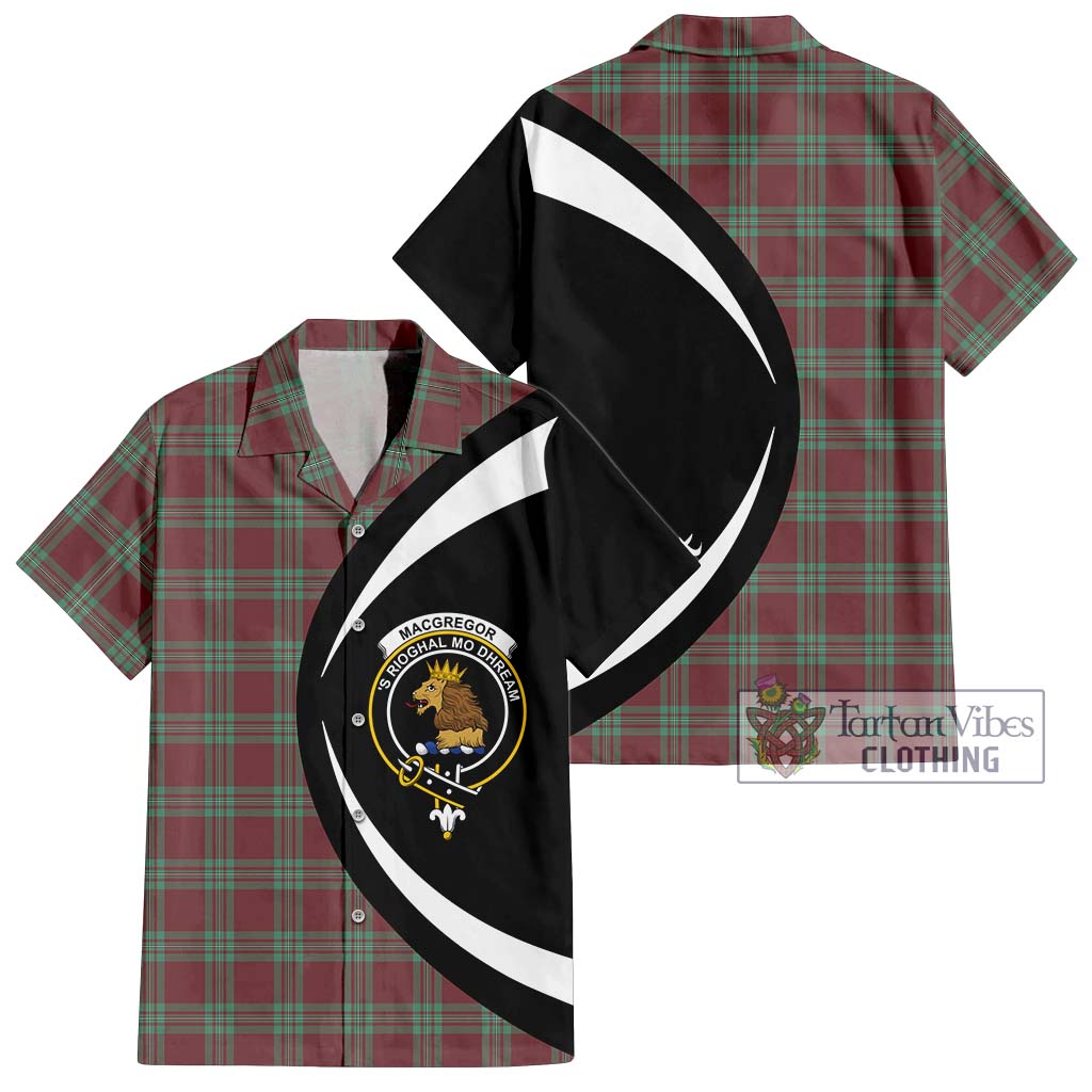 MacGregor Hunting Ancient Tartan Short Sleeve Button Up with Family Crest Circle Style Kid - Tartan Vibes Clothing