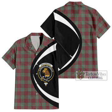 MacGregor Hunting Ancient Tartan Short Sleeve Button Up with Family Crest Circle Style