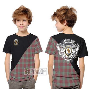 MacGregor Hunting Ancient Tartan Kid T-Shirt with Family Crest and Military Logo Style