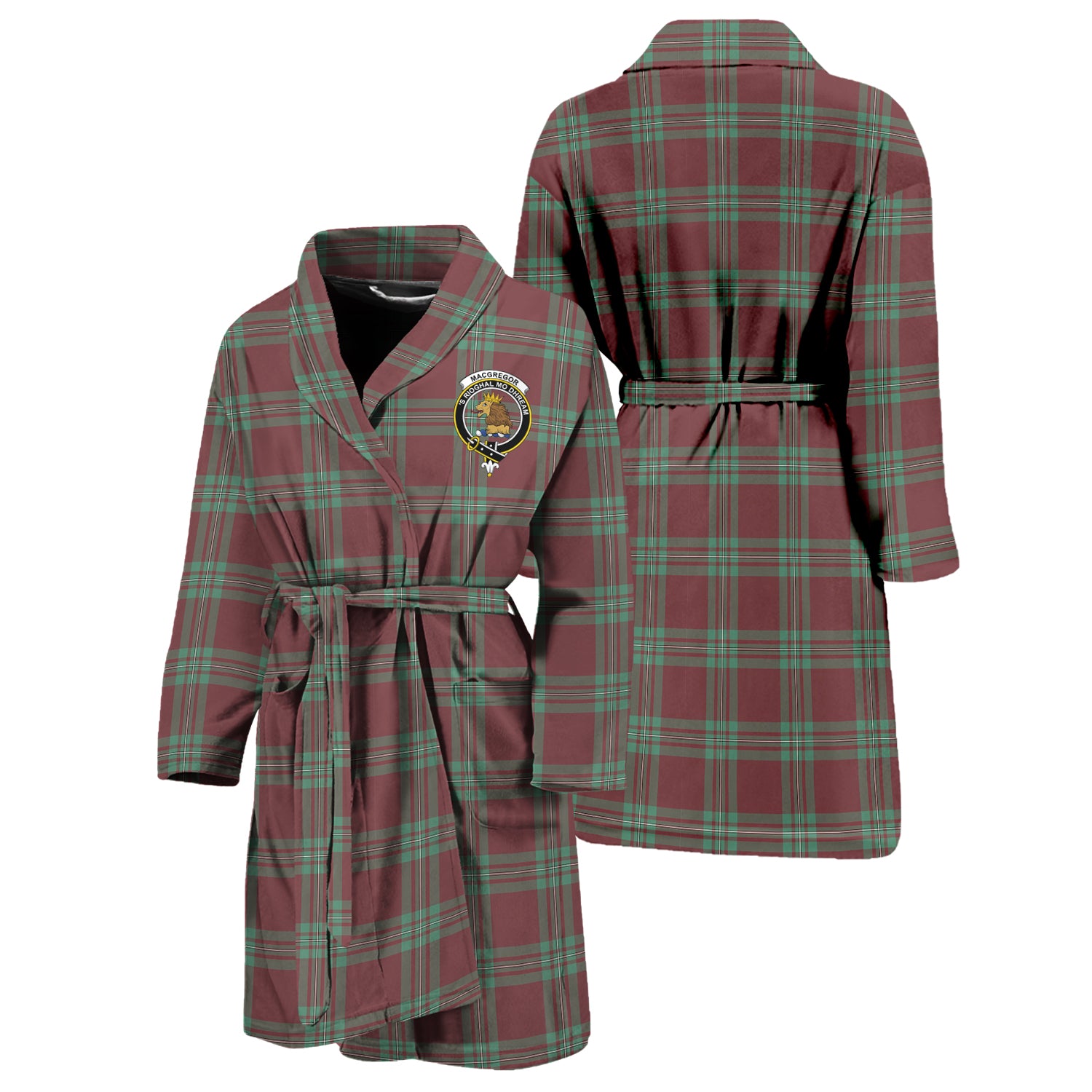 MacGregor Hunting Ancient Tartan Bathrobe with Family Crest Unisex S - Tartan Vibes Clothing