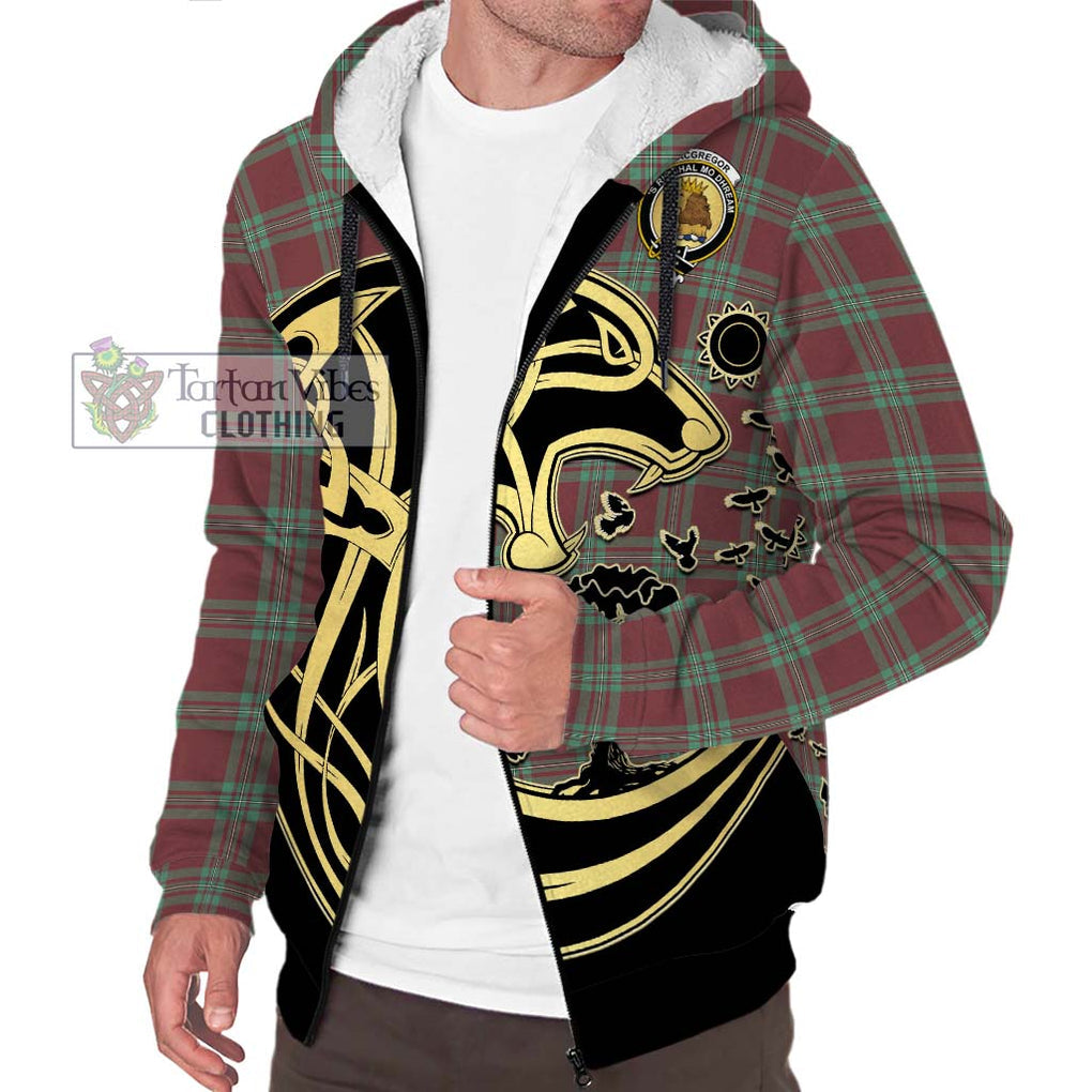 MacGregor Hunting Ancient Tartan Sherpa Hoodie with Family Crest Celtic Wolf Style Unisex S - Tartan Vibes Clothing