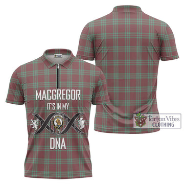 MacGregor Hunting Ancient Tartan Zipper Polo Shirt with Family Crest DNA In Me Style