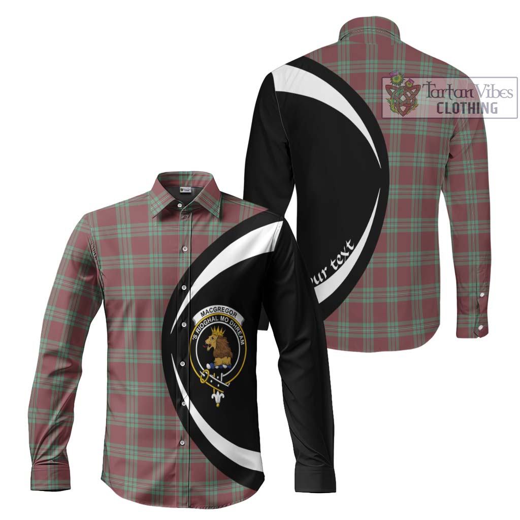 MacGregor Hunting Ancient Tartan Long Sleeve Button Up with Family Crest Circle Style Men's Shirt S - Tartan Vibes Clothing