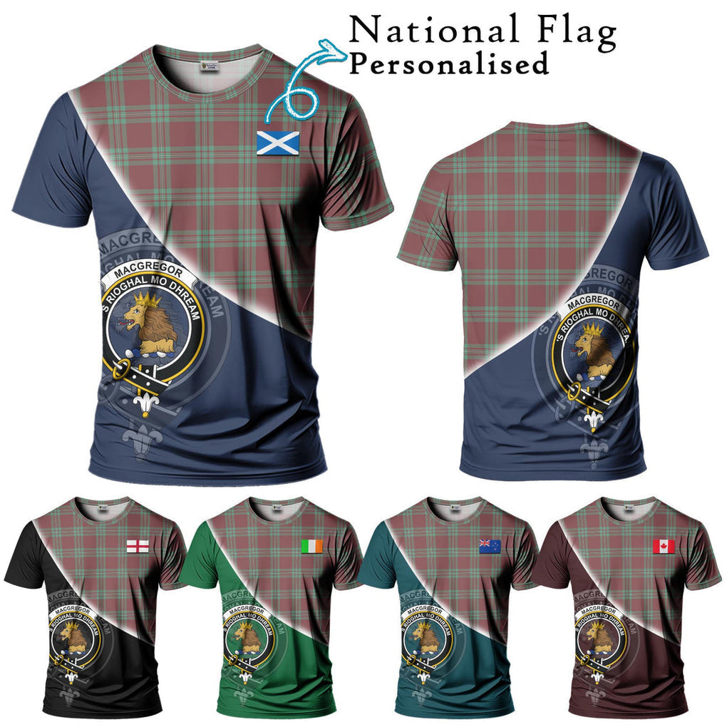 MacGregor Hunting Ancient Tartan T-Shirt with Personalised National Flag and Family Crest Half Style Kid's Shirt - Tartanvibesclothing Shop