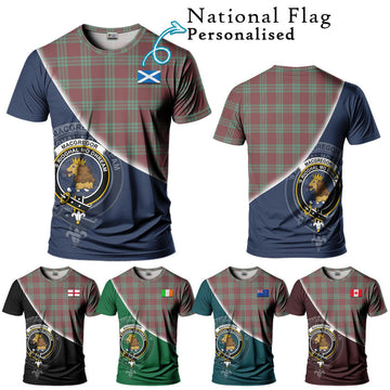 MacGregor Hunting Ancient Tartan T-Shirt with Personalised National Flag and Family Crest Half Style