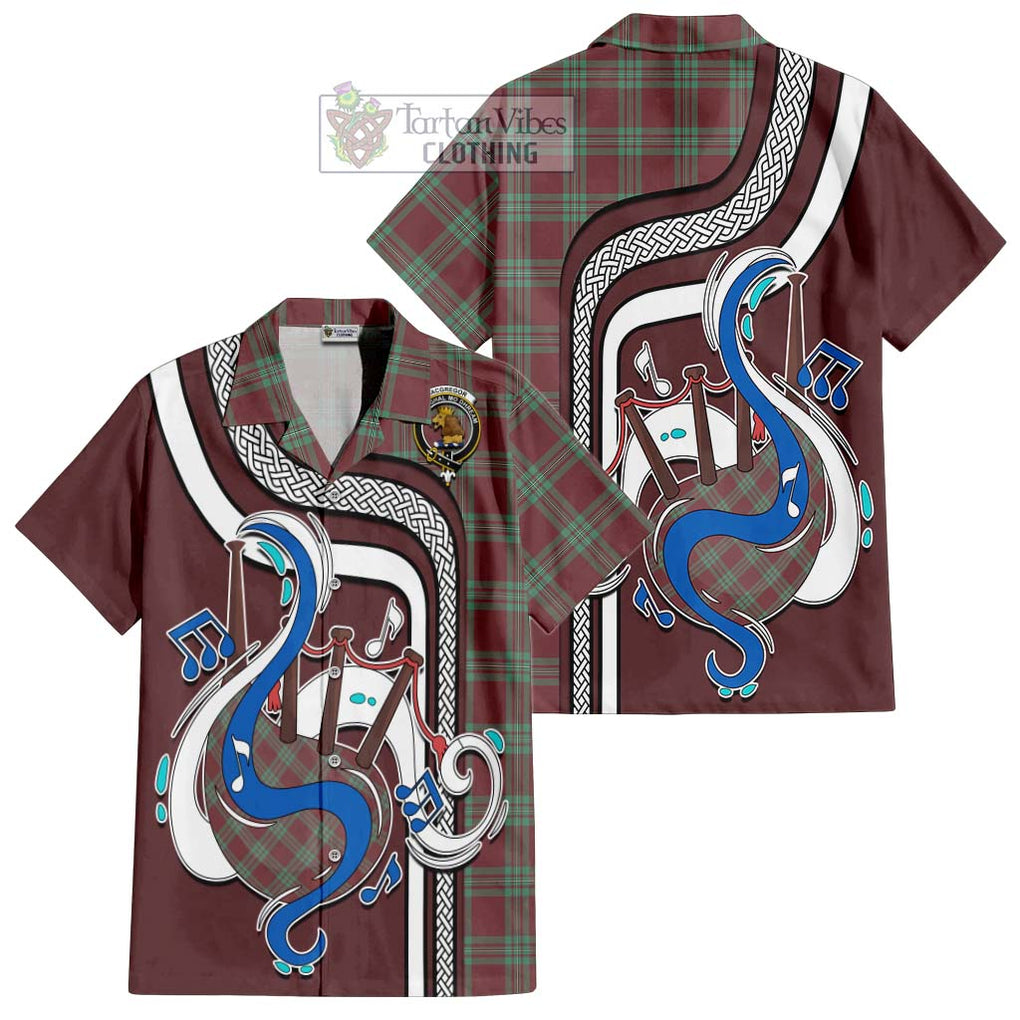 MacGregor Hunting Ancient Tartan Short Sleeve Button Shirt with Epic Bagpipe Style Kid - Tartanvibesclothing Shop