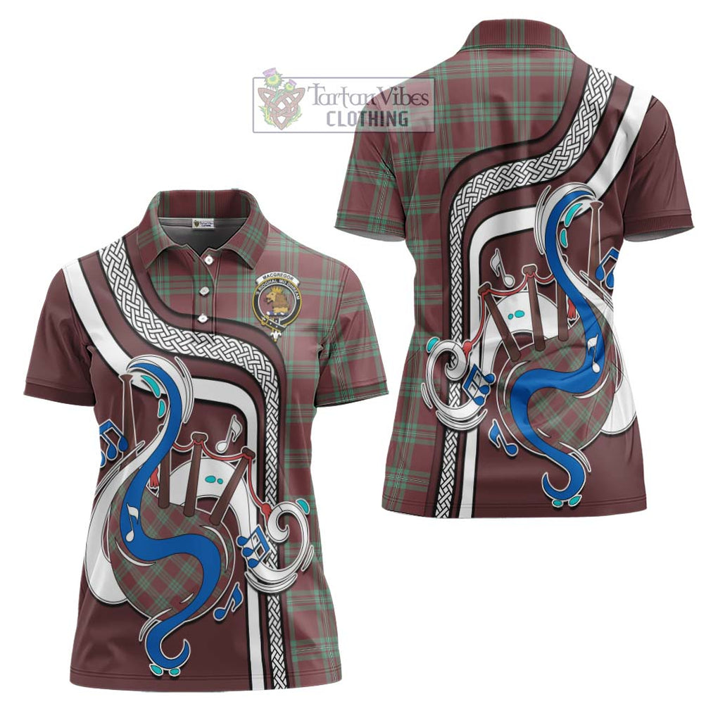 MacGregor Hunting Ancient Tartan Women's Polo Shirt with Epic Bagpipe Style Women - Tartanvibesclothing Shop