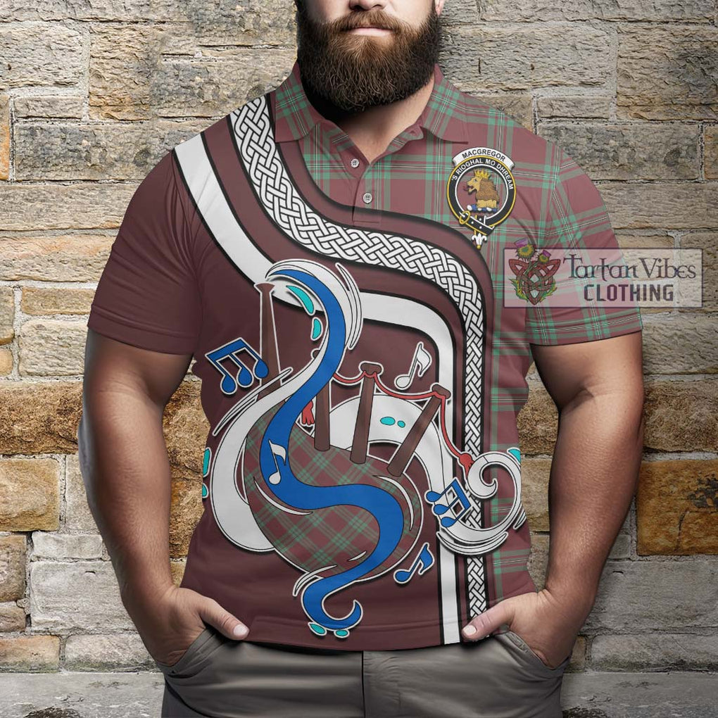 Tartan Vibes Clothing MacGregor Hunting Ancient Tartan Polo Shirt with Epic Bagpipe Style