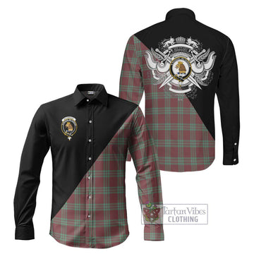 MacGregor Hunting Ancient Tartan Long Sleeve Button Shirt with Family Crest and Military Logo Style