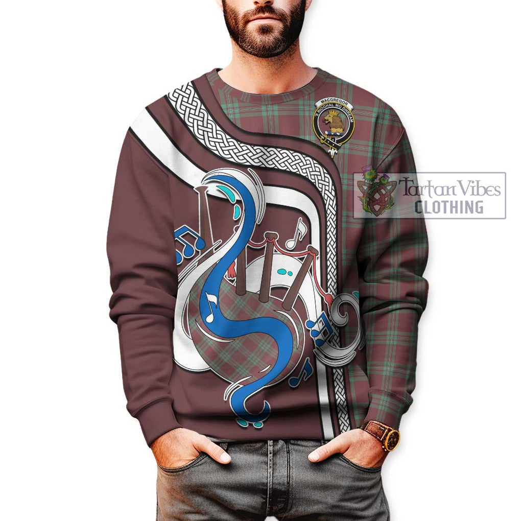 Tartan Vibes Clothing MacGregor Hunting Ancient Tartan Sweatshirt with Epic Bagpipe Style