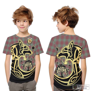 MacGregor Hunting Ancient Tartan Kid T-Shirt with Family Crest Celtic Wolf Style