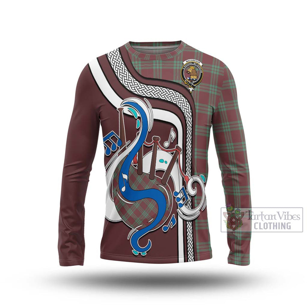 Tartan Vibes Clothing MacGregor Hunting Ancient Tartan Long Sleeve T-Shirt with Epic Bagpipe Style