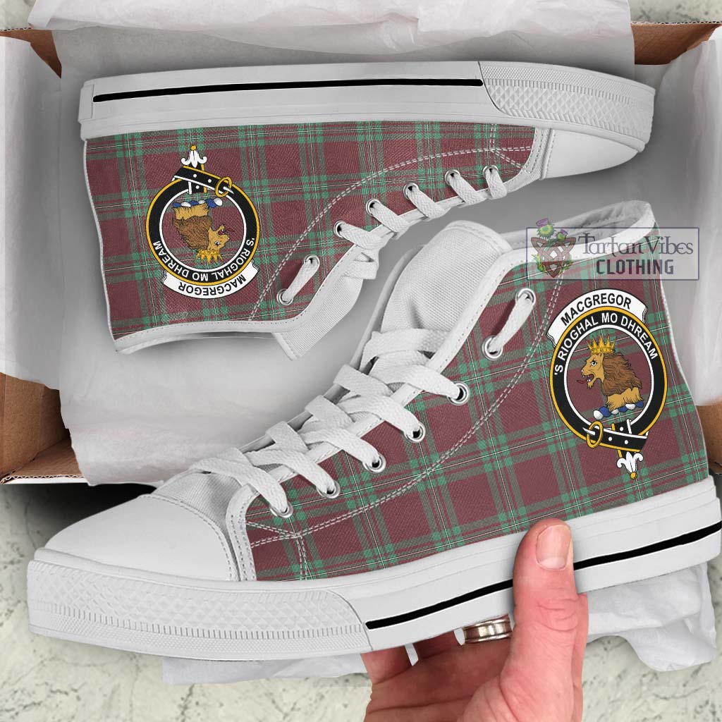 Tartan Vibes Clothing MacGregor Hunting Ancient Tartan High Top Shoes with Family Crest