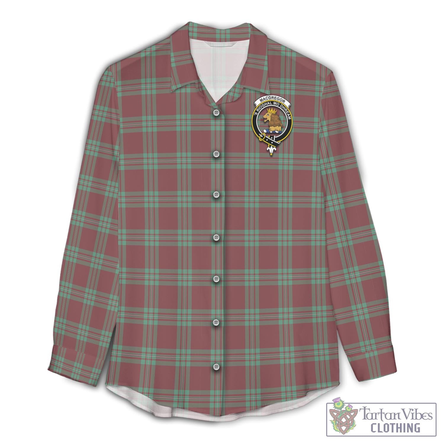 Tartan Vibes Clothing MacGregor Hunting Ancient Tartan Womens Casual Shirt with Family Crest