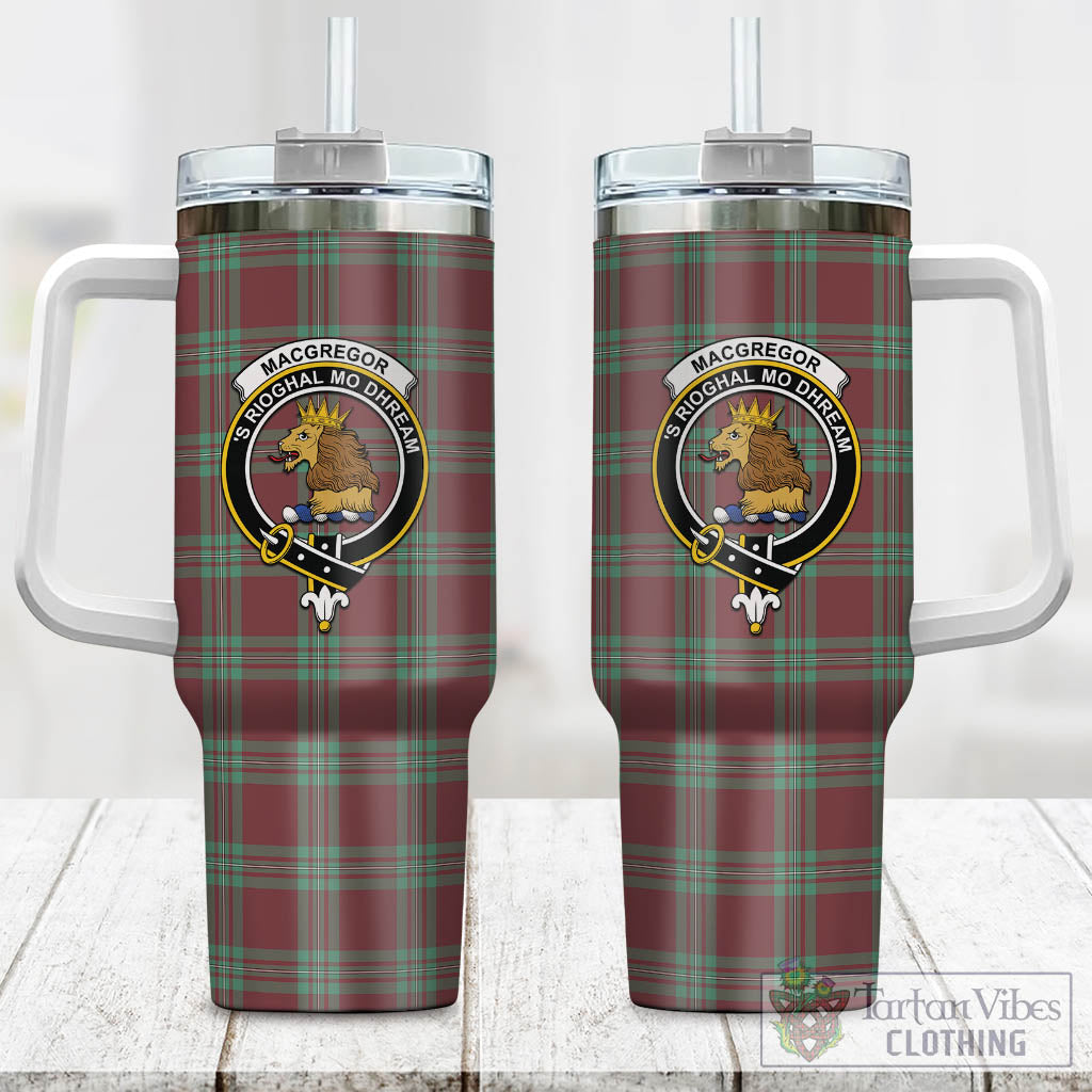 Tartan Vibes Clothing MacGregor Hunting Ancient Tartan and Family Crest Tumbler with Handle