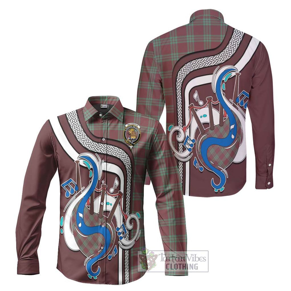 MacGregor Hunting Ancient Tartan Long Sleeve Button Shirt with Epic Bagpipe Style Men's Shirt S - Tartanvibesclothing Shop