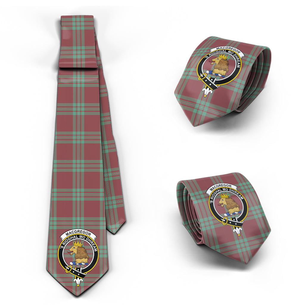 MacGregor Hunting Ancient Tartan Classic Necktie with Family Crest Necktie One Size - Tartan Vibes Clothing